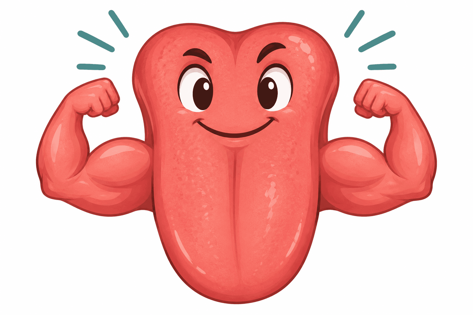 A cartoon tongue flexing its muscles
